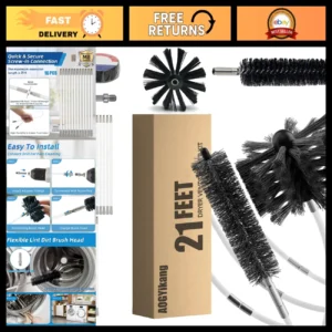 21ft Dryer Vent Cleaning Brush Kit - Flexible Nylon Rod, Multi-Purpose Lint Tool