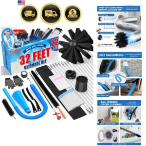 32-Feet Dryer Vent Cleaner Kit, Dryer Vent Cleaning Kit Lint Remover with Dry...