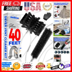 Dryer Vent Cleaner Kit - 40Ft Flexible Lint Brush for Deep Cleaning
