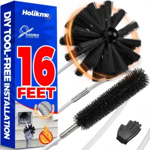 16FT Dryer Vent Cleaner Kit Lint Remover Chimney Brush Drill Ready Tool