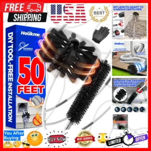 50Ft Dryer Vent Cleaner Kit - Flexible Lint Brush for Deep Cleaning